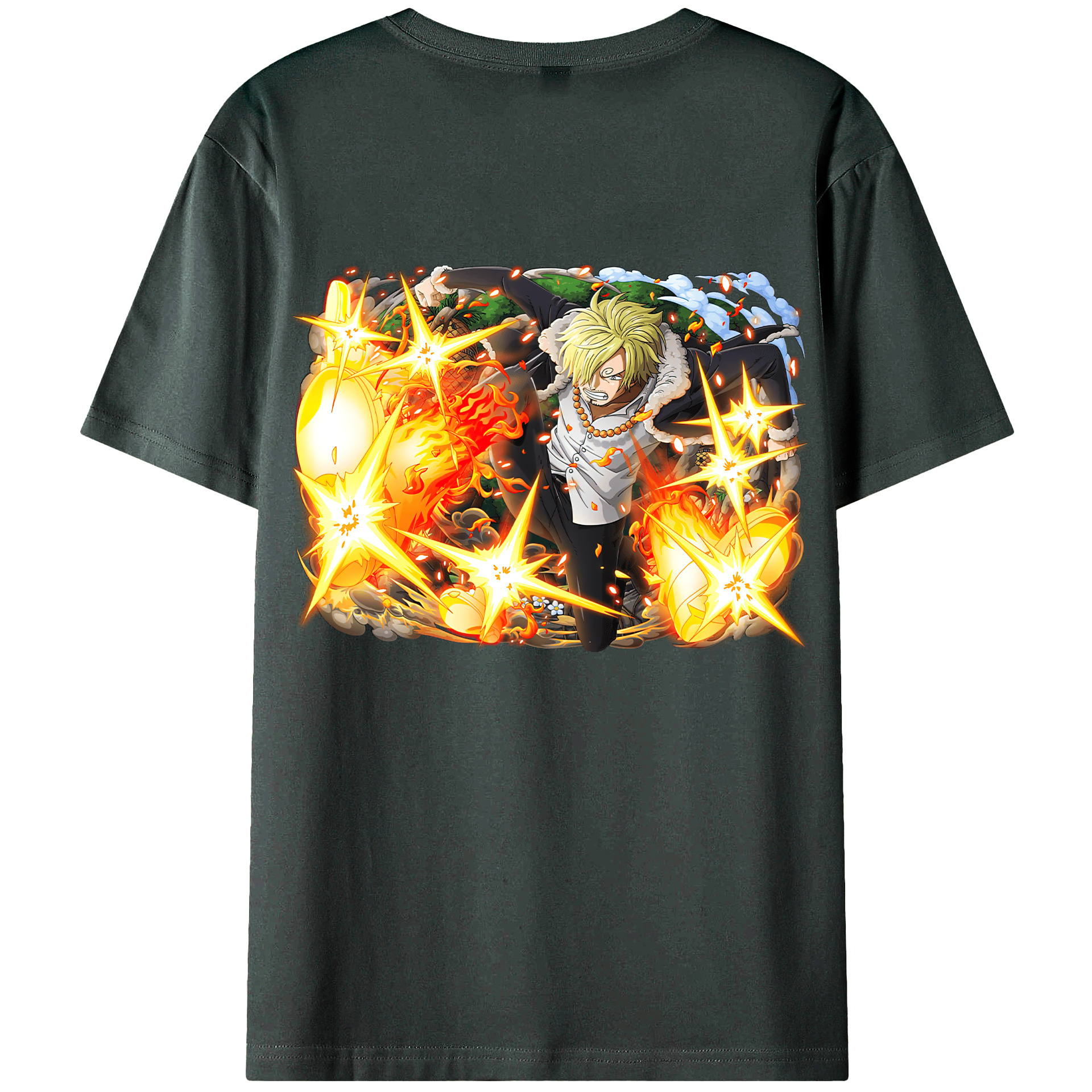 （画像用） ワンピース サンジ ONE PIECE Sanji 綿100％ メンズ半袖Tシャツ（バックプリント） 通気性